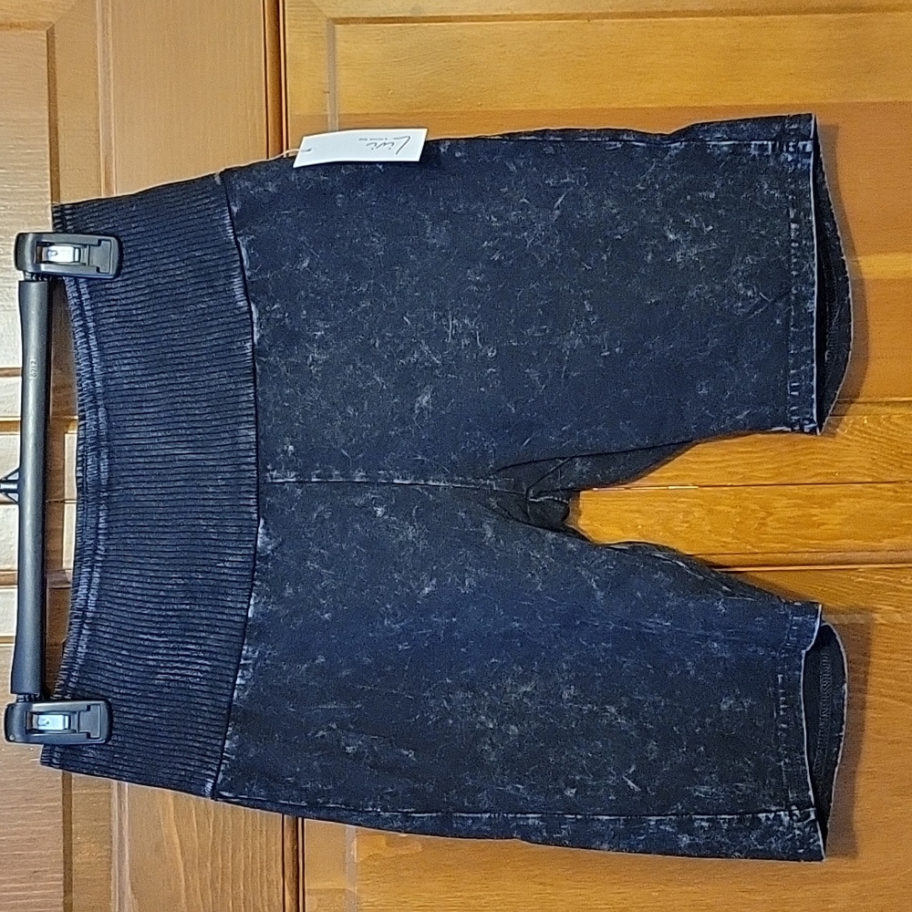 Black distressed lounge shorts